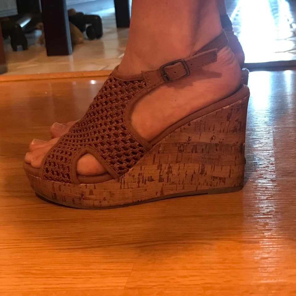 Brown summery wedge heels.